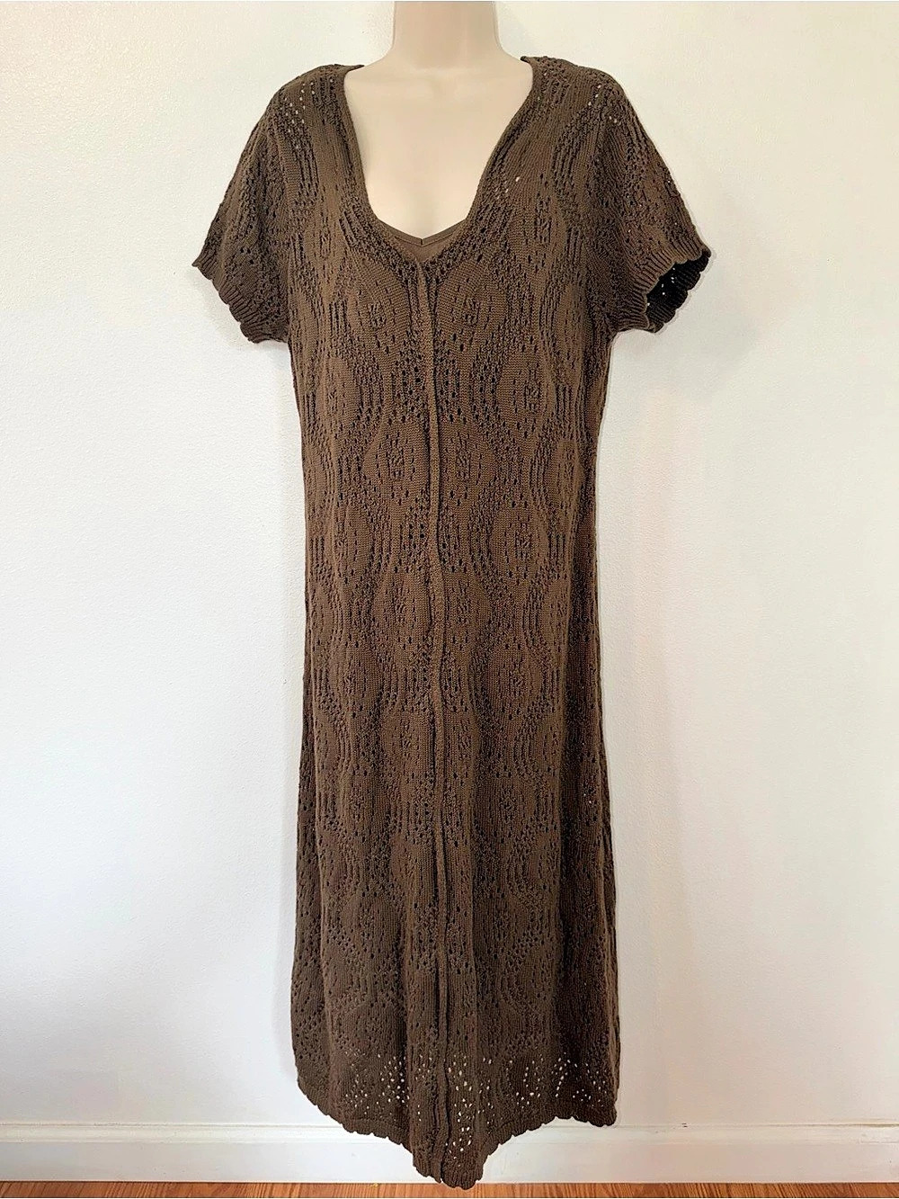 Universal Thread Crochet Maxi Dress Brown Size Large NWT
